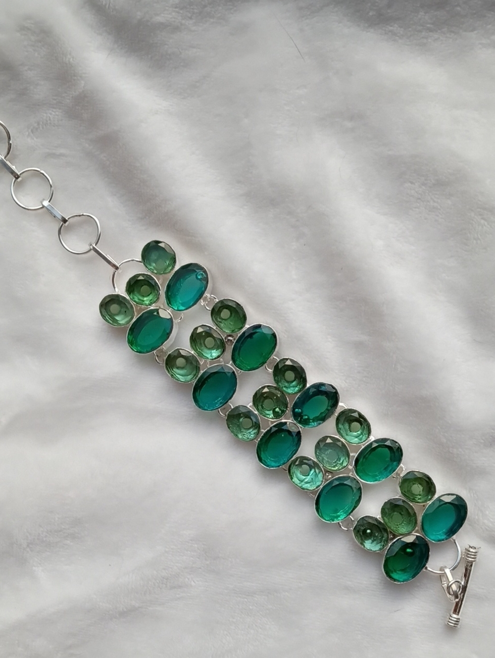 Green Indicolite, Tourmaline Crystals Bracelet, BLING! NEW!